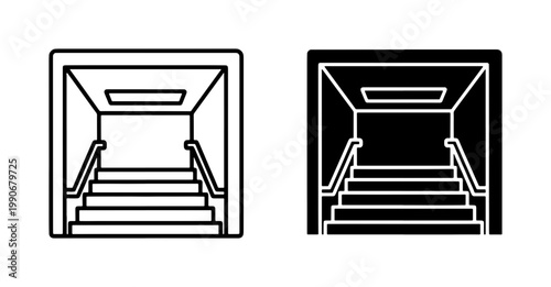 Canvas Print Subway Entrance Vector Icons, Underground Staircase Graphics, Public Transit Sym