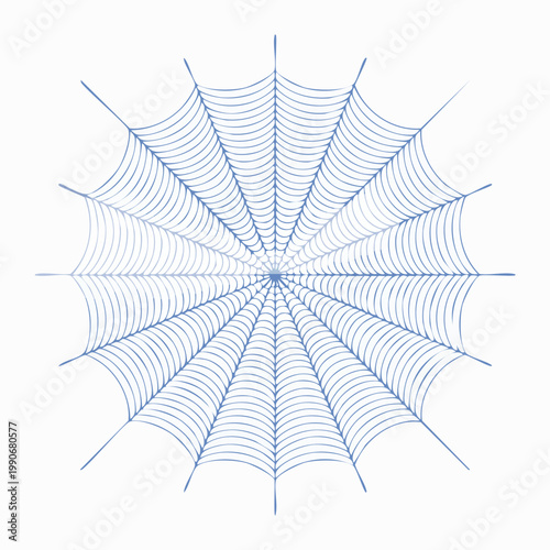 Intricate blue spider web design isolated on white background