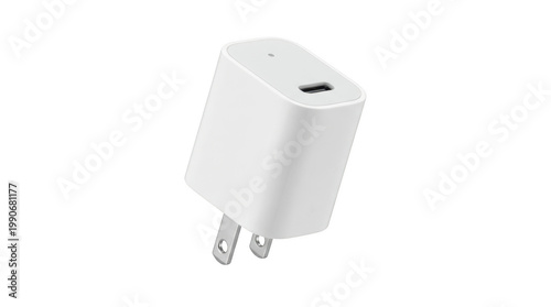 White u s b- c power adapter with north american plug on black background white power adapter usb-c charger