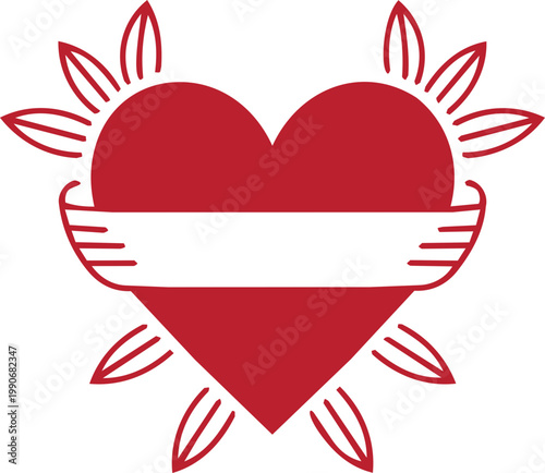 Heart Ribbon Silhouette Collection with Floral and Arrow Elements