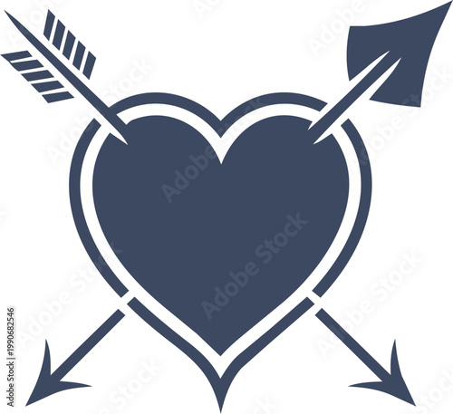 Heart Ribbon Silhouette Collection with Floral and Arrow Elements