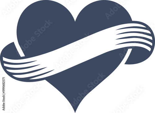 Heart Ribbon Silhouette Collection with Floral and Arrow Elements