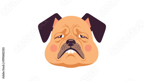 An illustration of a dog's face showing a scowling expression on its face.