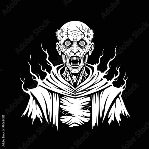 Terrifying Vampire Creature with Glowing Eyes and Sharp Fangs.