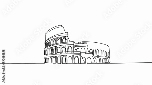 Minimalist line drawing of the Colosseum in Rome Italy 1