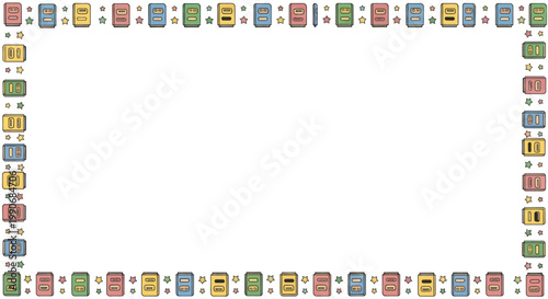 Colorful Books Border Frame - Education, Knowledge, Reading, Literature, School Supplies