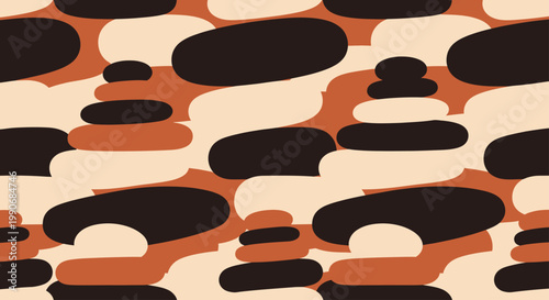 Abstract organic shapes in earthy tones, stacked and layered
