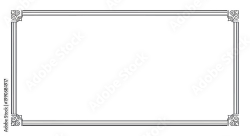 Elegant decorative border frame with ornate corners, blank space for text, vintage design