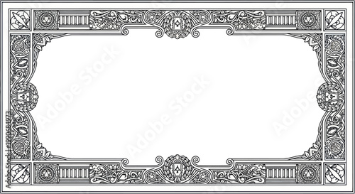 Foto Ornate Vintage Frame with Floral Scrollwork and Decorative Elements