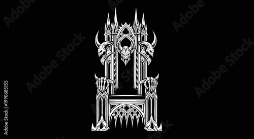 Intricate Gothic Throne with Skull and Horn Accents.