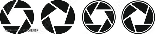 camera lens icon set. photographic equipment signs. Photography optics and focal length symbols. Photographic Equipment design
