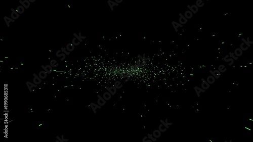 Vibrant and modern particle animation representing a angular zigzag data stream. Smooth 4K rendering with deep Green and Multicolor light trails. Perfect for futuristic overlays and creative digital 