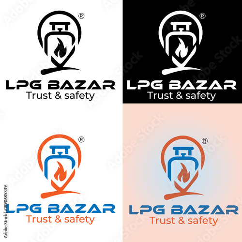 Tableau sur toile LPG Gas Cylinder Logo Design with Flame Icon – Trust and Safety Energy Brand Ide