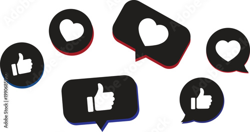 Like and love icon button. Speech bubble with like and love icon. Love and like Speech bubble 3d . Vector Flat Social Media Symbol
