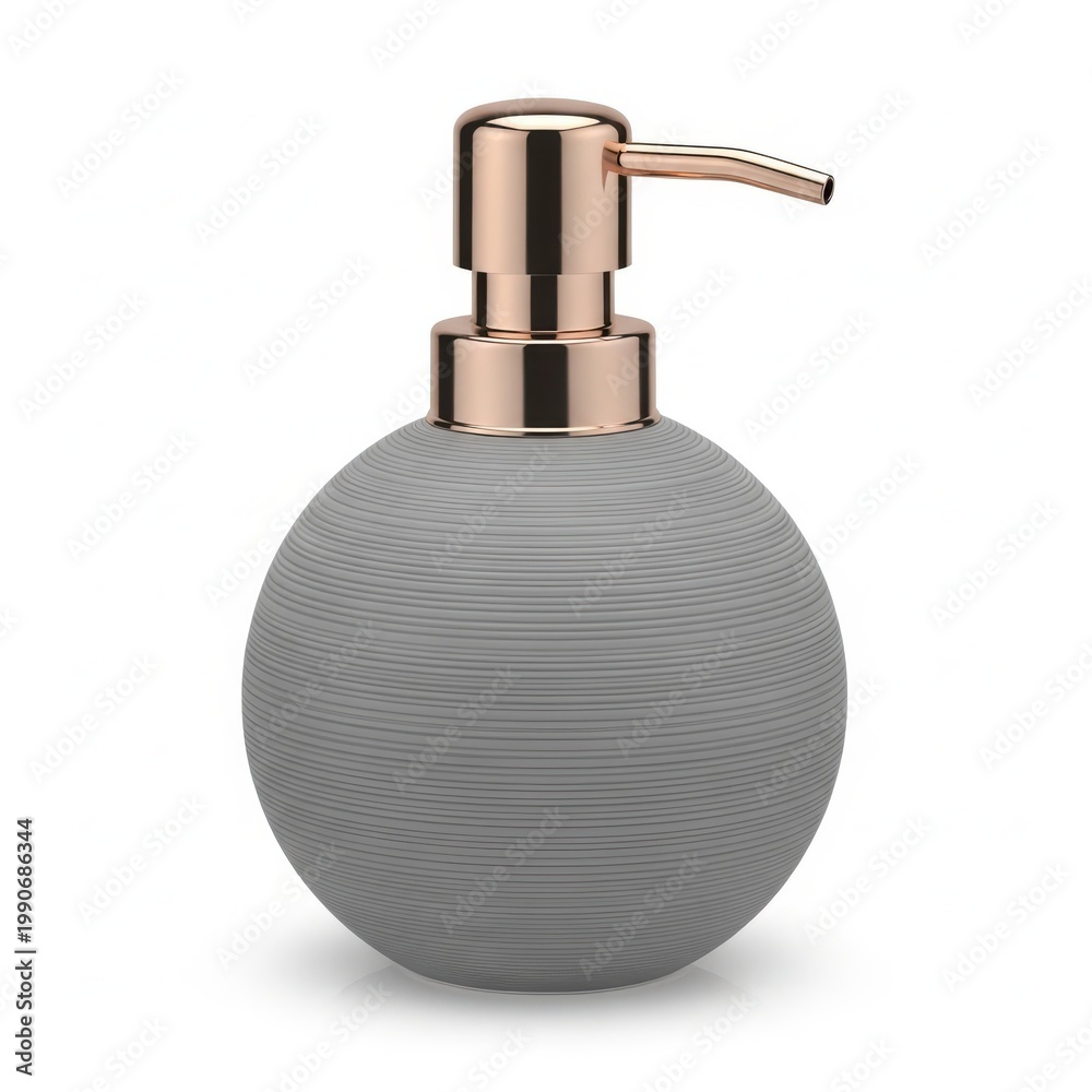 Fototapeta premium Elegant rose gold pump soap dispenser with textured gray body