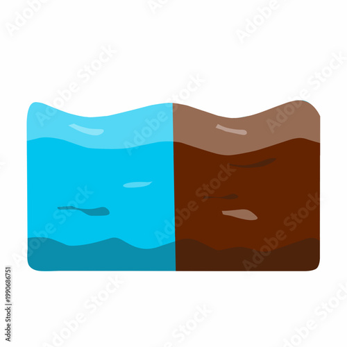 Clean and polluted water comparison illustration in flat style for environmental awareness concept