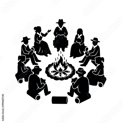 People Sitting Around Campfire Telling Stories.