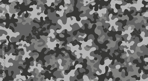 Abstract digital camouflage pattern with irregular grey shapes