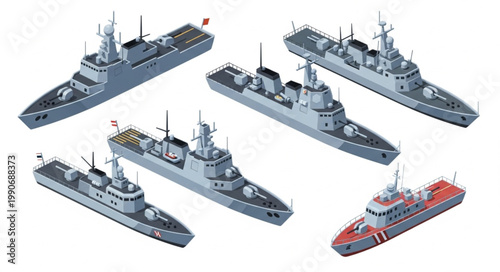 Collection of Military Ships and Naval Vessels in Various Designs.