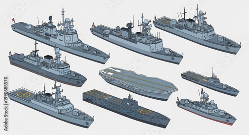 Collection of Military Ships and Naval Vessels.