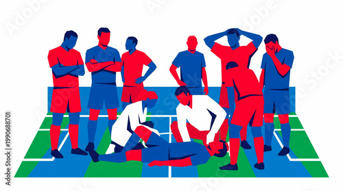 Sports injury concept with medical help on field