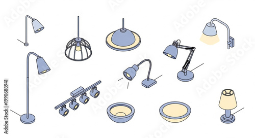 Collection of Modern Desk Lamps and Lighting Fixtures.