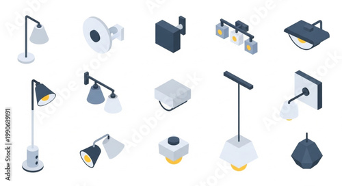 Collection of Modern Indoor and Outdoor Lighting Fixtures.