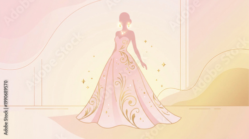 Elegant fashion silhouette of a woman in a ballgown