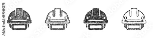Sketch ironworker helmet icon design set