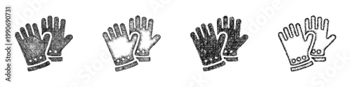 Sketch ironworker gloves icon design set