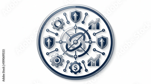 Business strategy and management concept icon set