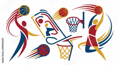 Dynamic basketball abstract graphic illustration