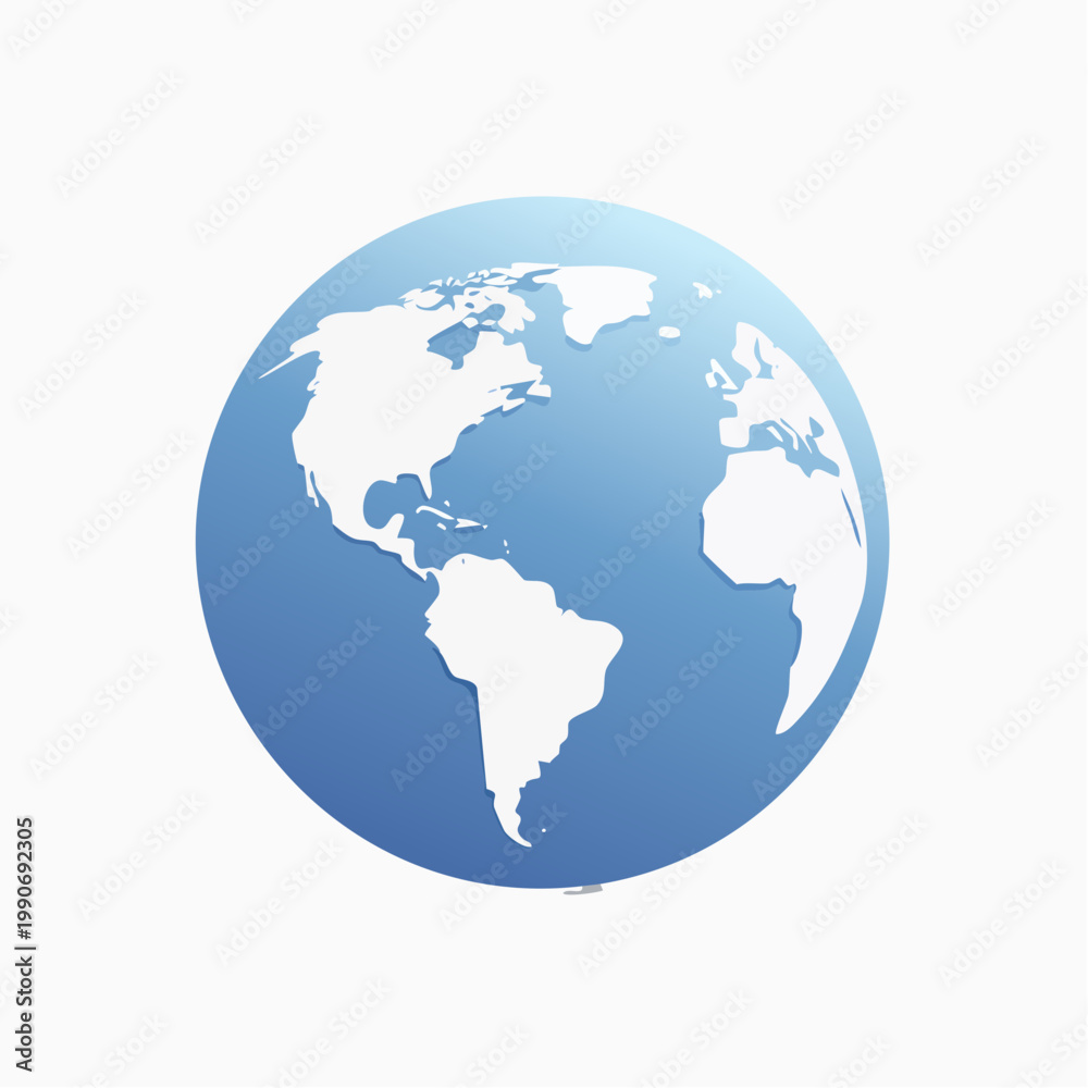 Fototapeta premium Blue and white Earth globe vector illustration on white background