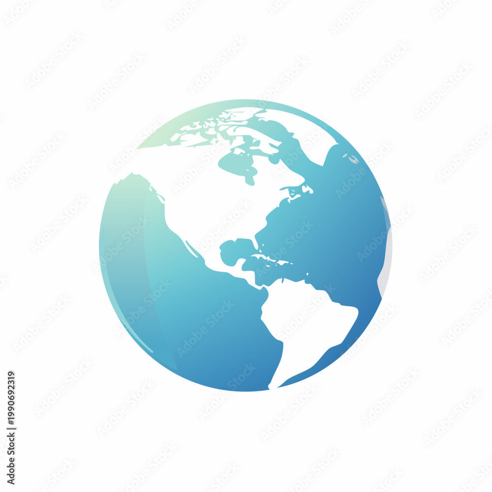 Fototapeta premium Minimalist blue globe vector illustration showing Americas