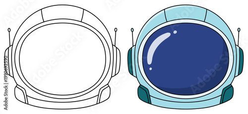 Astronaut helmet space suit visor equipment for cosmic exploration vector illustration