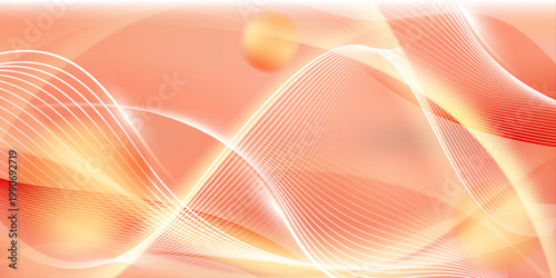 Warm Orange Abstract Wave Background with Flowing White Lines, Soft Gradient and Light Effects for Modern Creative Design