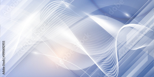 Minimal Light Blue Abstract Background With Flowing Lines.