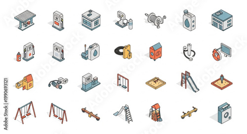 Collection of Small Toy Building Blocks and Construction Sets.