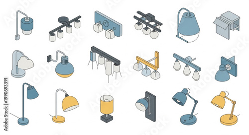 Collection of Various Industrial and Laboratory Equipment Icons.