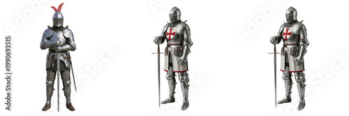 Photos Brave Medieval Knight in Full Suit of Armor with Sword Transparent PNG