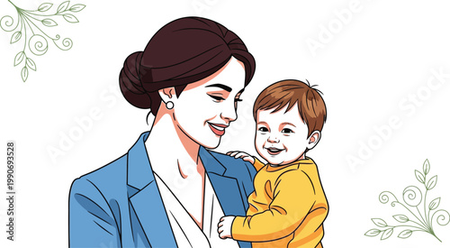 Mother, baby, vector illustration, family, love, parenthood