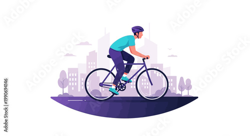 Man Riding a Bicycle Quickly Outdoors.