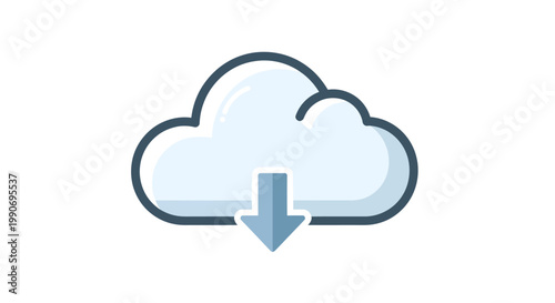 Cloud with down arrow icon, cloud computing concept