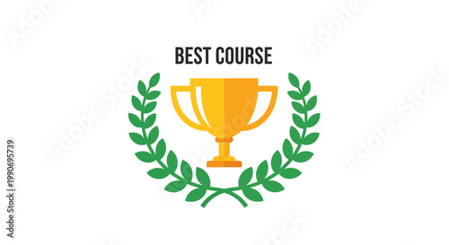 Award winning trophy cup icon with laurel wreath