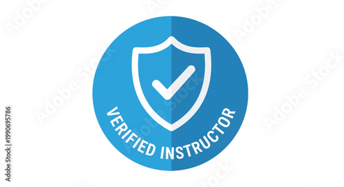 Verified instructor badge with shield and checkmark symbol