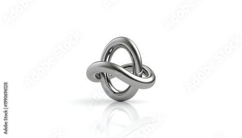 3d silver treble clef made of metal chain links forming a symbolic ring design isolated on background