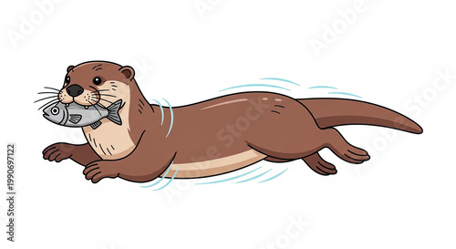 Cartoon otter in running motion.