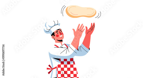 Man tossing pizza dough in air.