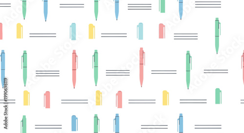 Colorful Pens and Highlighters Pattern - Back to School and Office Supplies