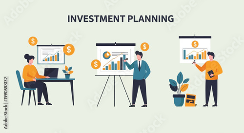 Investment Planning - Financial Growth Strategy, Business Meeting, Data Analysis